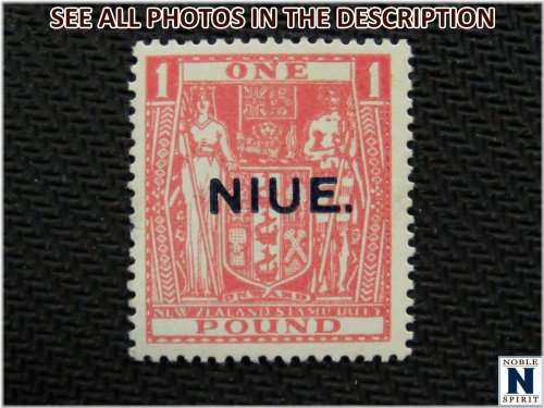 Niue 1932 Pink Overprint Stamp, £1 Value, Mint Condition, VF Quality