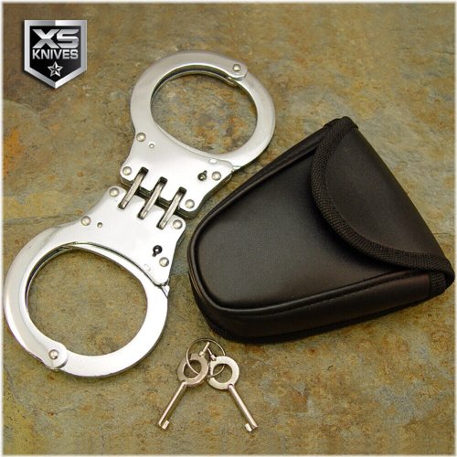 Chrome Hinged Cuffs with Double Lock and Accessories