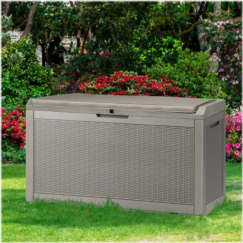 Resin Deck Box - Light Brown, 100 Gallon Capacity
