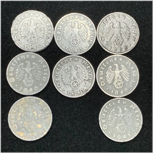 WW2 German Reichspfennig Zinc Coin Collection