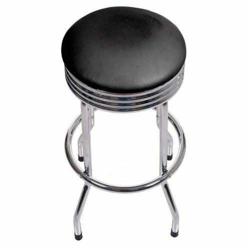 Chrome Swivel Ribbed Stool - Retro-Inspired Dining and Bar Seating