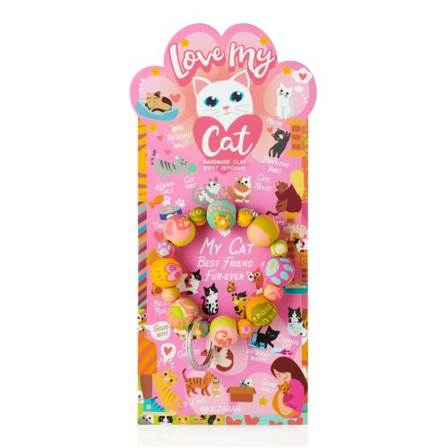 Feline Clay Bead Keychain