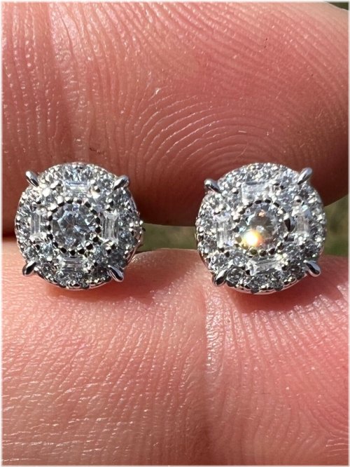 Silver Cluster Stud Earrings