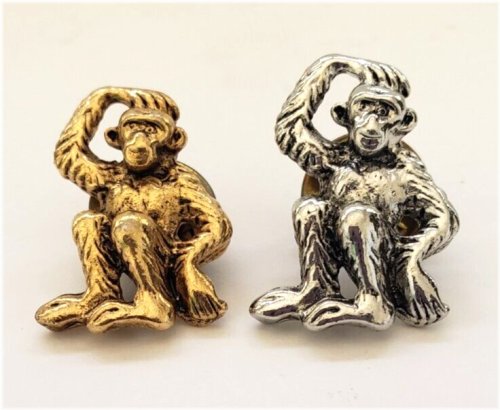 Chimpanzee Duo Vintage Lapel Pins