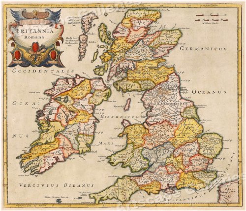 Roman England Provincial Map - 1695 Vintage Style