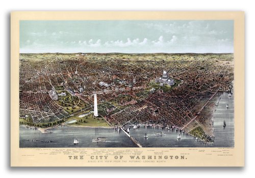 Washington DC 1892 Panoramic Town Map - 24x36