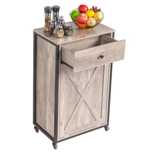 Rustic Barn Door Trash Cabinet