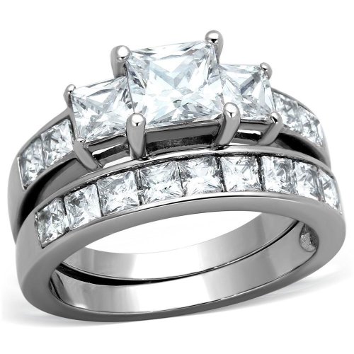 Princess CZ Wedding Ring Set