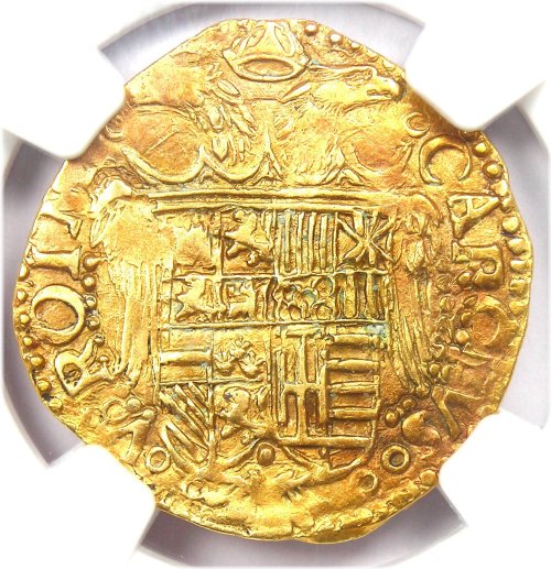 Carlo V Naples Gold Scudo D'oro - NGC AU55 Certified