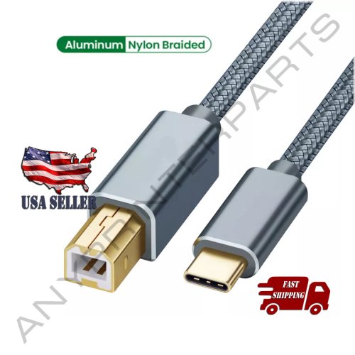 Nylon USB Printer Cable for Epson, HP, Canon, Brother Scanners