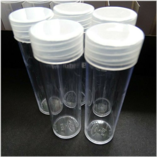 Clear Nickel Coin Tubes with Screw Caps (Pack of 5)