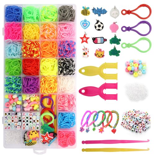 Rainbow Rubber Band Crafting Set for Kids - 2069 Pieces of Colorful Bracelet Making Supplies