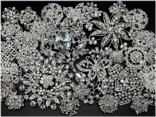 Sparkling Silver Brooch Set