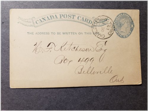 Charlottetown, PEI Postal Card with Note - 1889