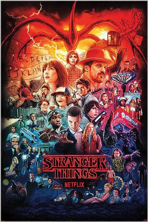 Upside Down Memories" - TV Show Poster Montage for Stranger Things Fans (Size: 24" x 36")