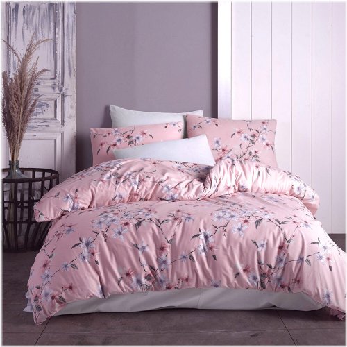 Pink Sakura Turkish Cotton Bedding Set