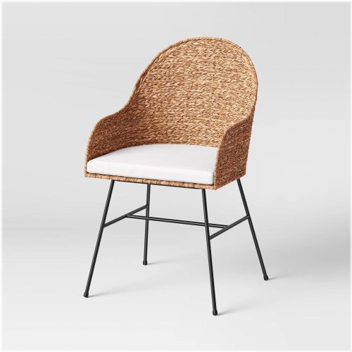 Natural Woven Backed Dining Chair with Cushion - Landis