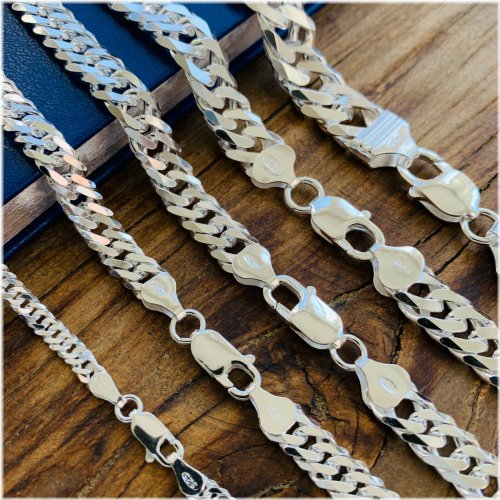 Double Cuban Sterling Silver Chain Jewelry