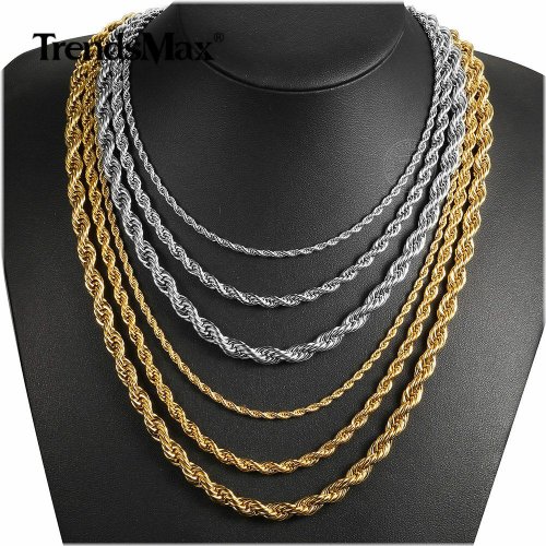 Golden Twist Rope Link Necklace