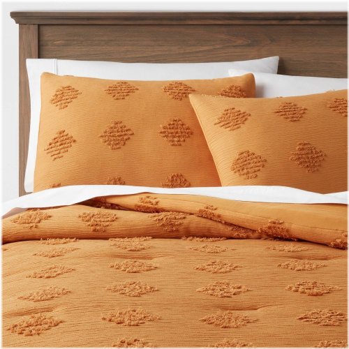 Golden Crinkle Diamond Comforter Set
