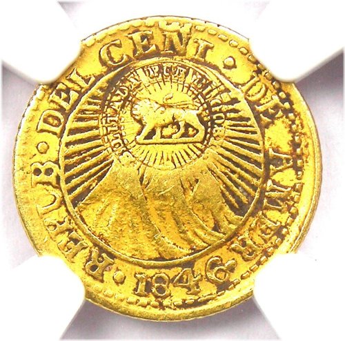 Costa Rican Gold Half Escudo Coin from 1849-57 with Countermark