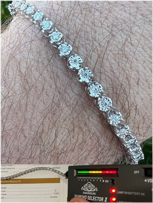 Sparkling Silver Bracelet with Illusion Set Moissanite Stones