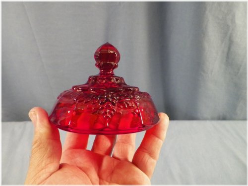 Red Glass Paneled Grape Jelly Compote Comport Lid
