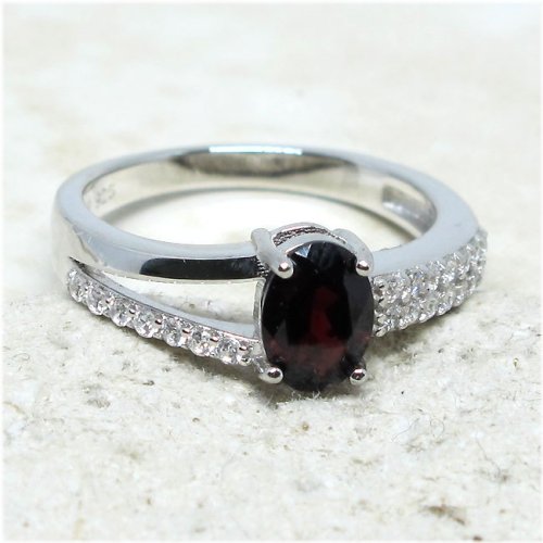 African Garnet Sterling Silver Ring