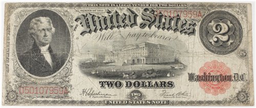 1917 $2 Dollar Large Size United States Note