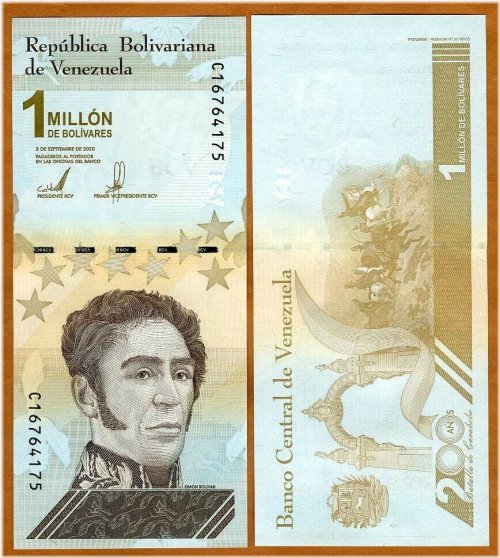 Million Bolivares Banknote from Venezuela, 2020 Edition