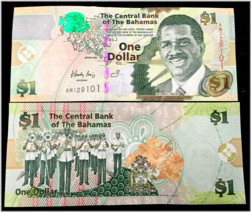 Blue Marlin One Dollar Bahamian Banknote