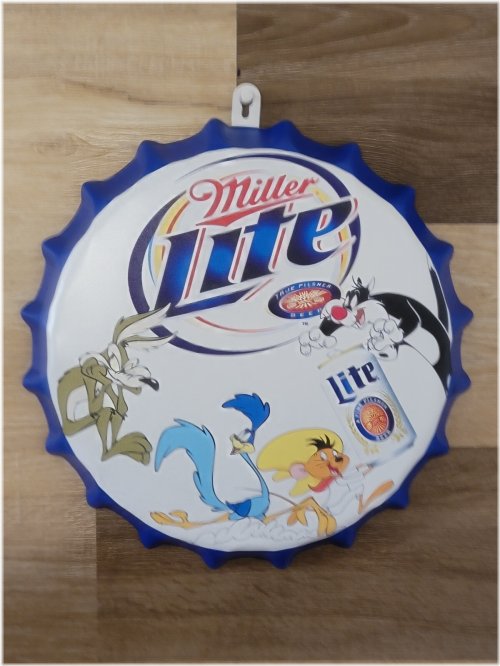 Vintage Miller Lite Bottle Cap Metal Sign