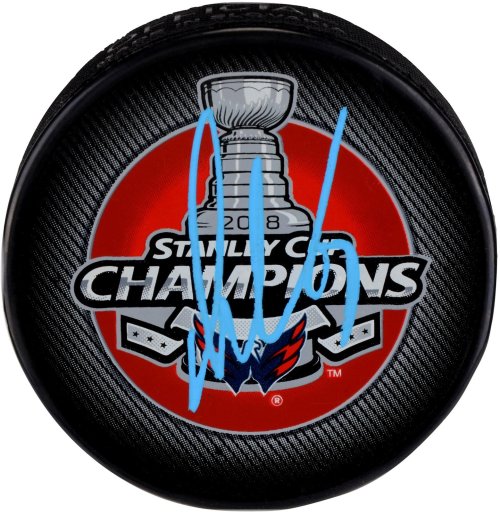 Ovechkin Capitals 2018 SC Champs Signed Logo Puck