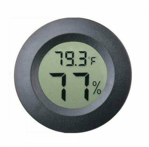 Black Round Digital Cigar Hygrometer and Thermometer