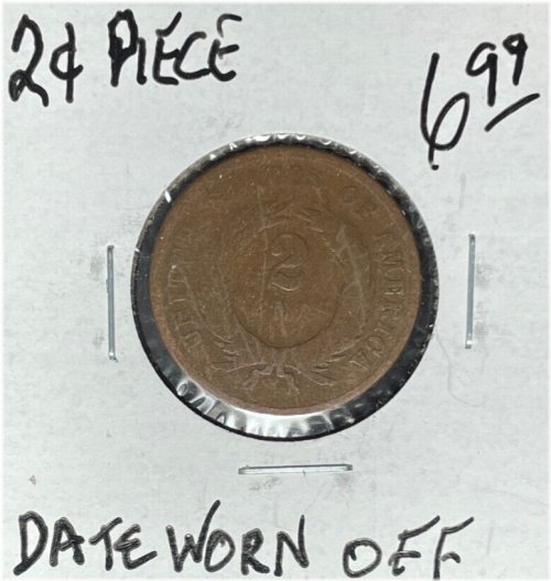 Worn Date Two Cent Piece