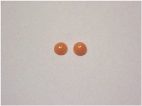 Salmon Pink Coral Polished Cabochon Pair