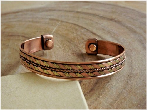 Copper Cuff Magnetic Bracelet Set for Arthritis Pain Relief and Energy Therapy