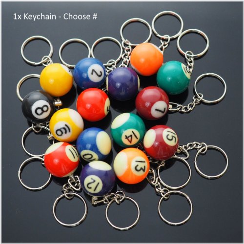 Numbered Pool Ball Keychain Gift