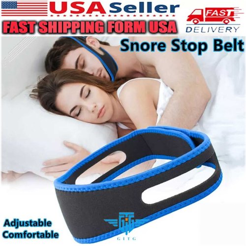 Silent Restraint Chin Support Strap - Sleep Aid for Snoring and Apnea Relief in Blue