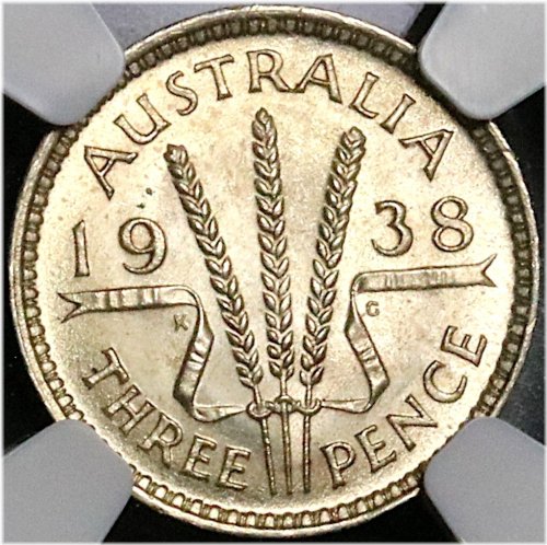 George VI Sterling Silver 3 Pence Coin from 1938