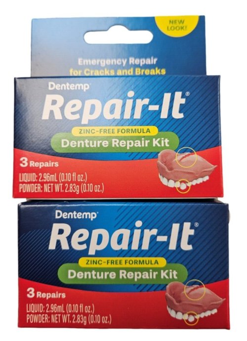 Doc Repair-It Denture Repair Kit - 3 Repairs per Box (Pack of 2)