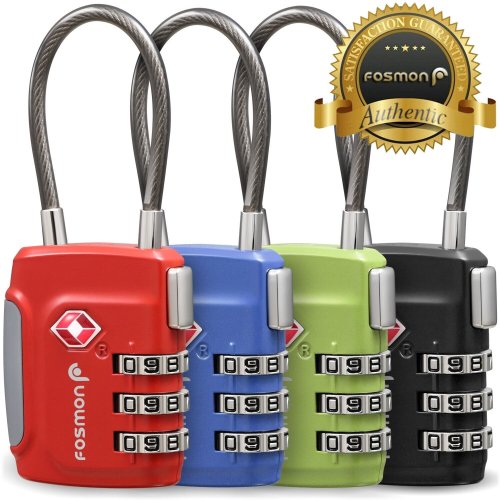 TravelMate Resettable 3-Digit Padlocks - Set of 4