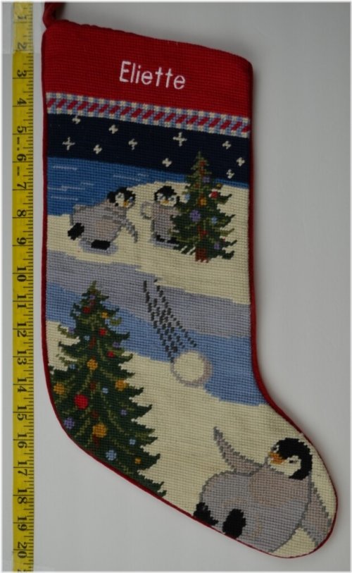 Arctic Penguin Needlepoint Stocking