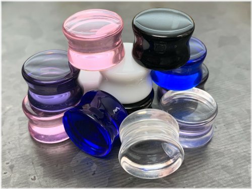 Crystal Clear Double Flare Glass Plugs for Ear Piercings