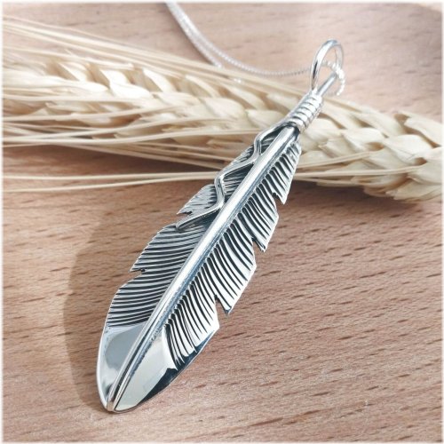 Sterling Silver Feather Pendant Necklace