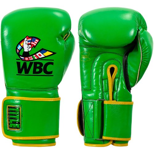 Green and Black Hook and Loop Bag Gloves by WBC