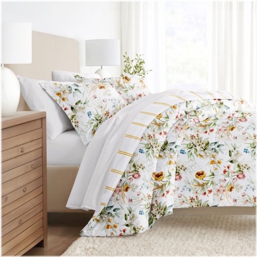 Gray Blossom Reversible Comforter Set