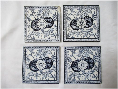 MINTONS Stoke on Trent Blue Dragon Floral Tiles