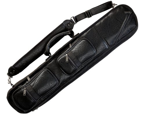 Black Leatherette Cue Case with Large Pockets