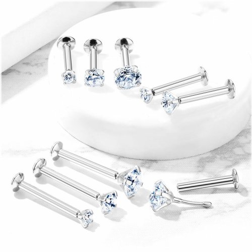 CZ Gem Push-In Stud for Lip, Cartilage & Monroe Piercings